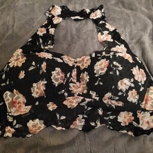 PINK Victoria's Secret Black and Pink Floral Camisole